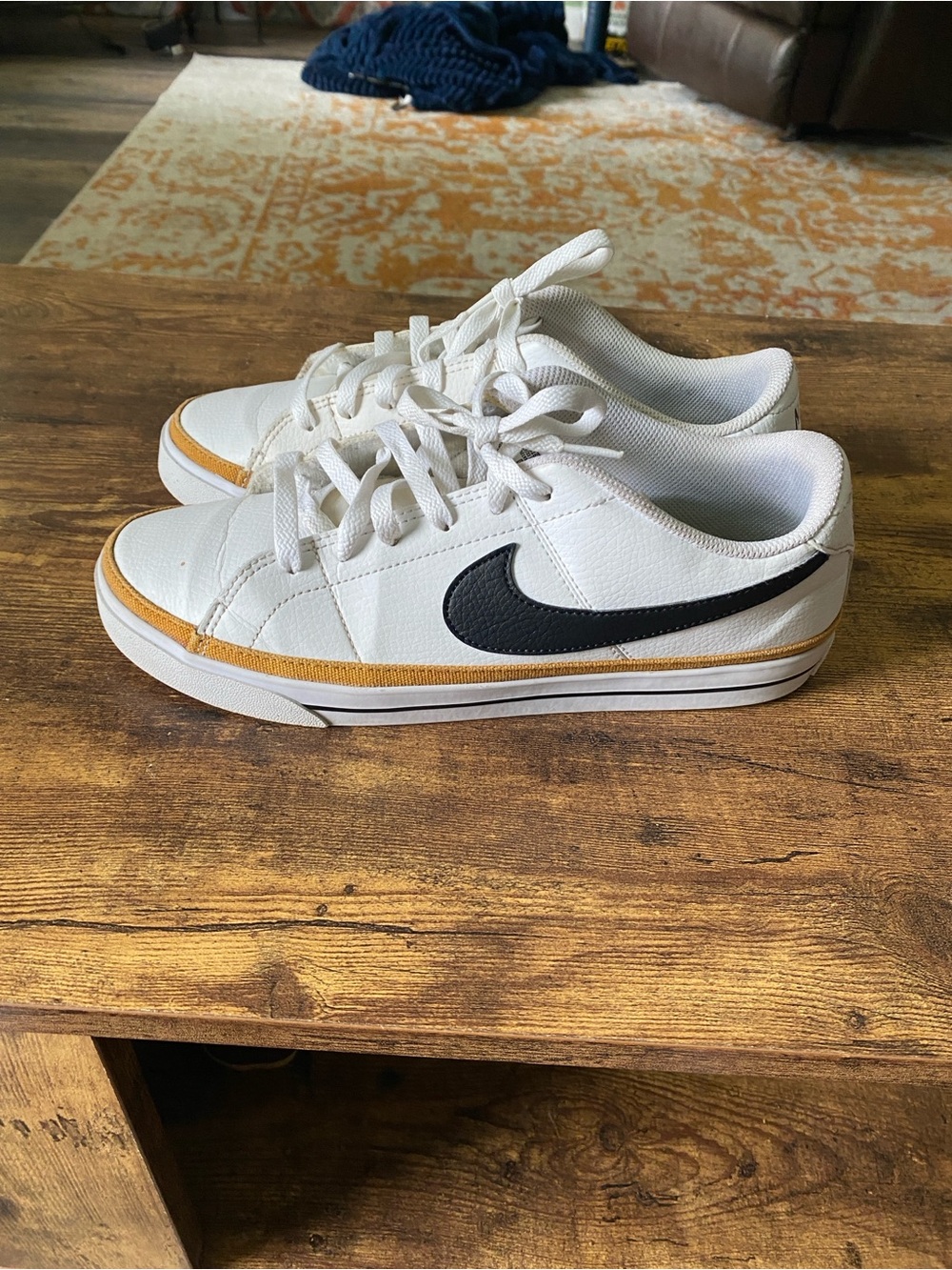 Women’s Nike Court Legacy Sneakers – White/Black/Mustard – Size 9.5 - Picture 6 of 9